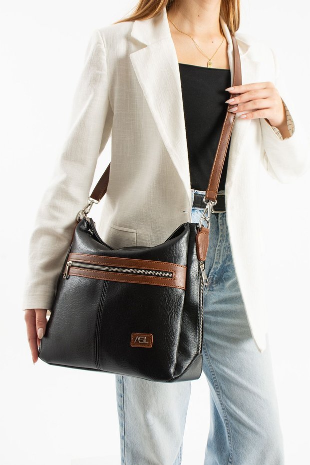 Women's Quality Leather Lined Detailed Pocket 1St Class Class Workmanship Casual Shoulder and Arm Bag 736