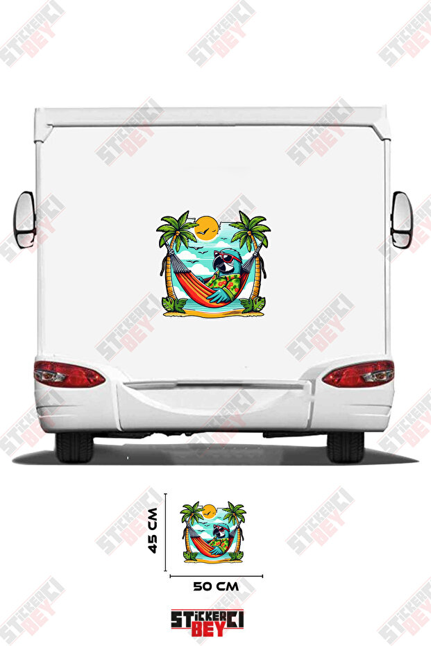 Hamakta Uzanan Kuş Görselli̇ Karavan Sticker Kaplama