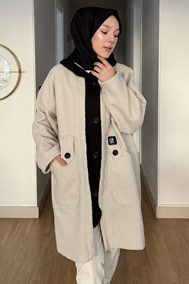 Oversized Jacket with Double Colored Buttons - 6