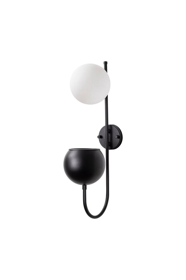 Pot Stylish Glass Single Sconce with Decorative Black E14 Compatible