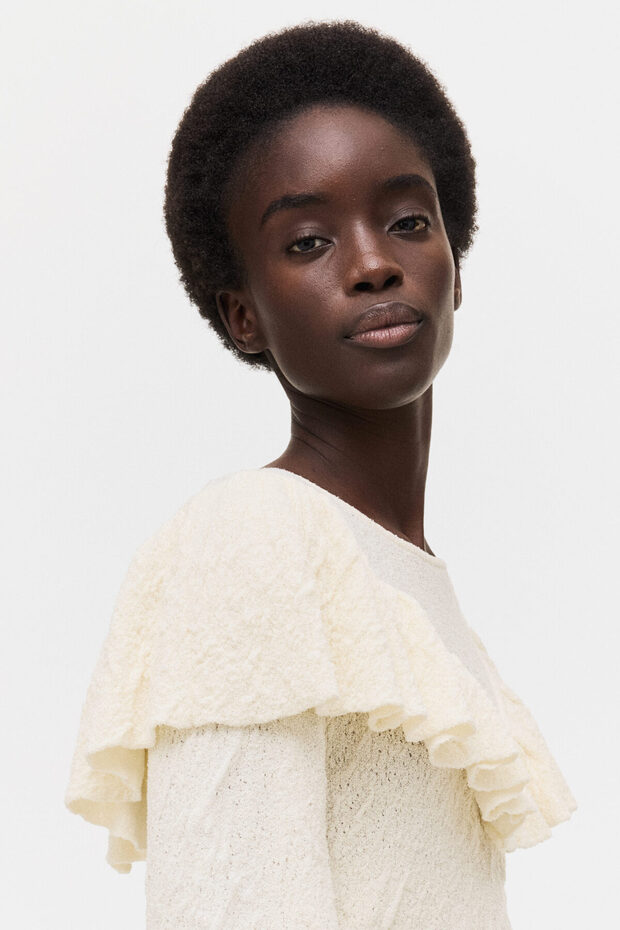 Fırfırlı Tekstüre Triko Üst - 1