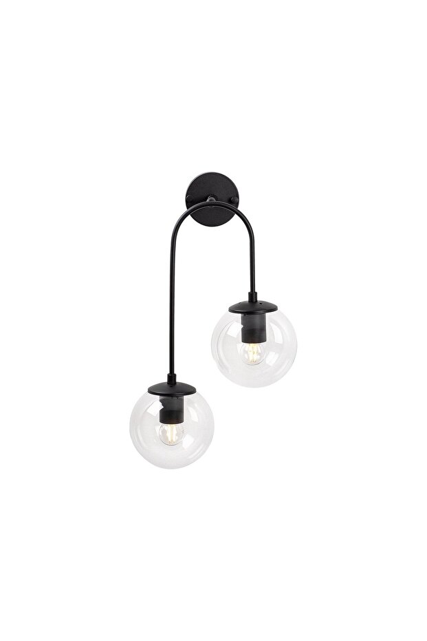 Black Metal Sconce Wall Lamp with Tufts E14 Compatible 30X24X55 cm Living Room Lighting