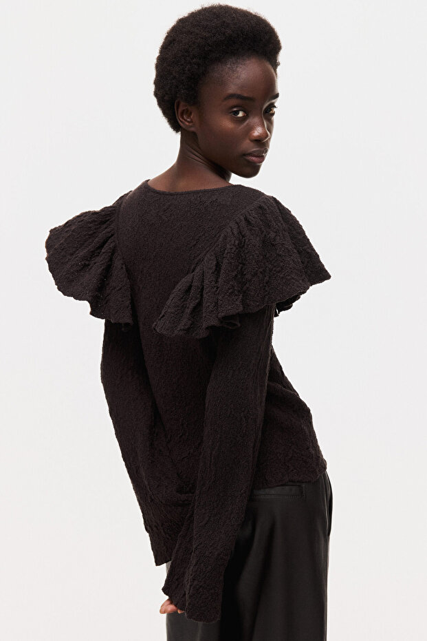 Fırfırlı Tekstüre Triko Üst - 3