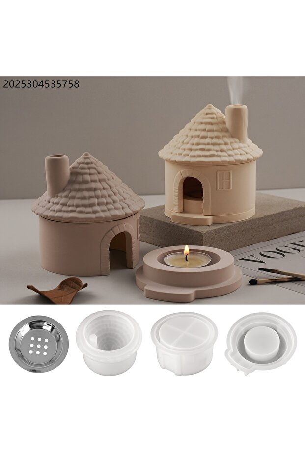DIY Resin Silicone Mold for Wooden House, Grass Hut Incense Burner & Candle Stand Decor - Home De...