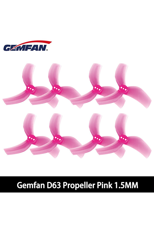 Pink 1.5 mm 8pcs/4pairs Gemfan D63 Ducted 63mm 2.5inch 3-Blade Propeller for RC FPV Racing Freestyle