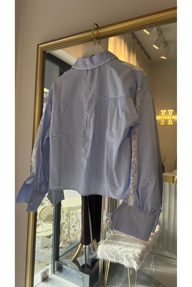 İnci düğmeli crop gömlek - 3