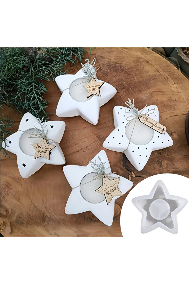 1pc Star-Shaped 1pc 3D Star-Shaped Candle Holder Silicone Mold for DIY Resin, Cement and Plaster Cra