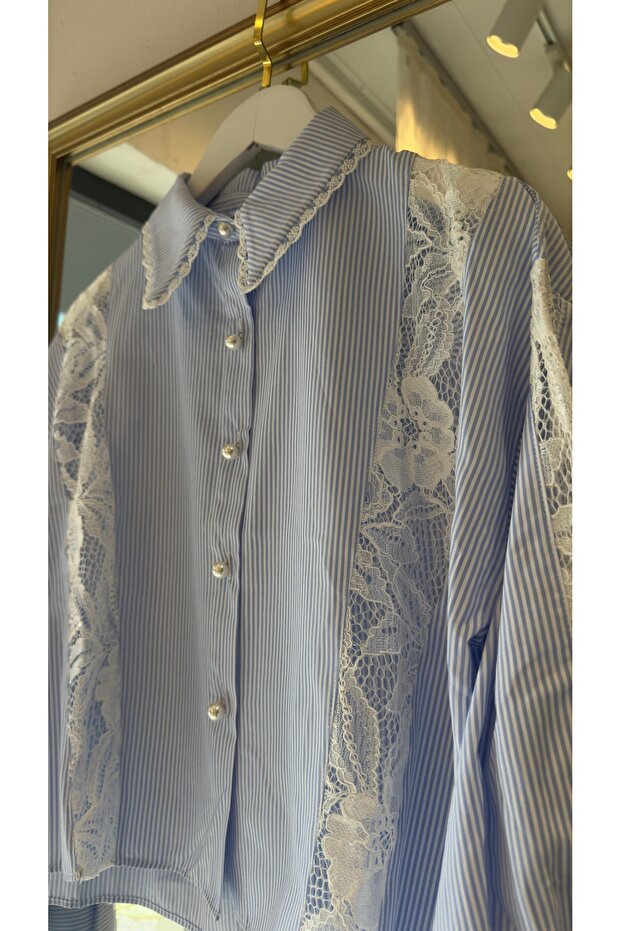 İnci düğmeli crop gömlek - 2