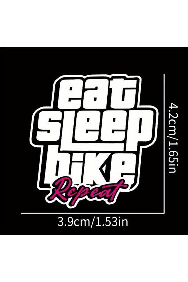 white1PC "Eat Sleep Ride Repeat" Waterproof Bike Sticker Durable PVC Scratch-Resistant Decal for Roa