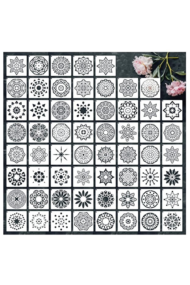 60Mandala 60Pcs Mandala Templates for Dot Painting 3inch Small Mandala Mold Patterns Reusable Art Pa