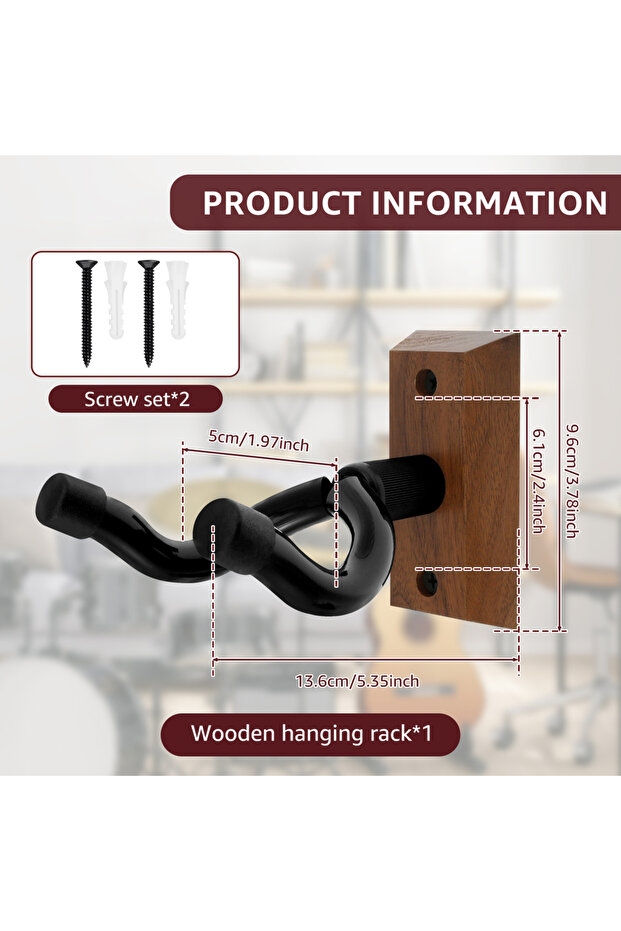 black 1pcs 1/2Pcs Wood Guitar Hanger Wall Hanger U-Shaped Guitar Wall Hanger Mount Non-slip Guitar H