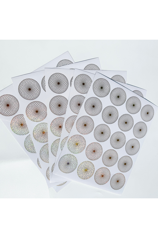 GOLD 100 Pcs Holographic Gold Geometric Circle Stickers - 1.5 Inch Mandala Style Scrapbook Labels, M