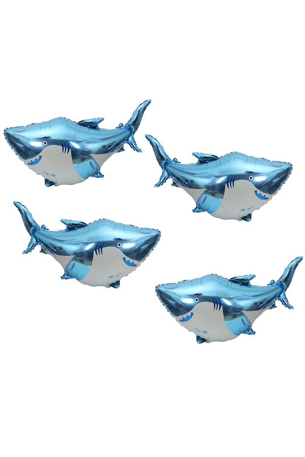 Other 4 Pcs 4-Pack of Great White Shark Aluminum Foil Balloons Suitable for Ocean-Themed Birthday Pa