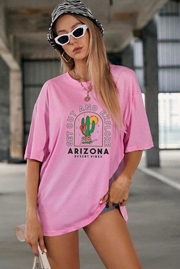Arizona Graphic Printed Black Oversize Tshirt