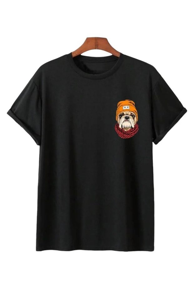 Children's T-Shirt with Dog Print - Circular Neck T-Shirt
