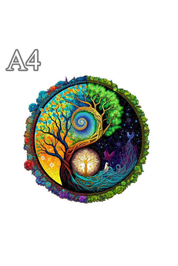 M156-A4 Beautiful Tree Pattern Wooden Puzzle with Irregular Animal Shapes, Stress Relieving Toys, Ho