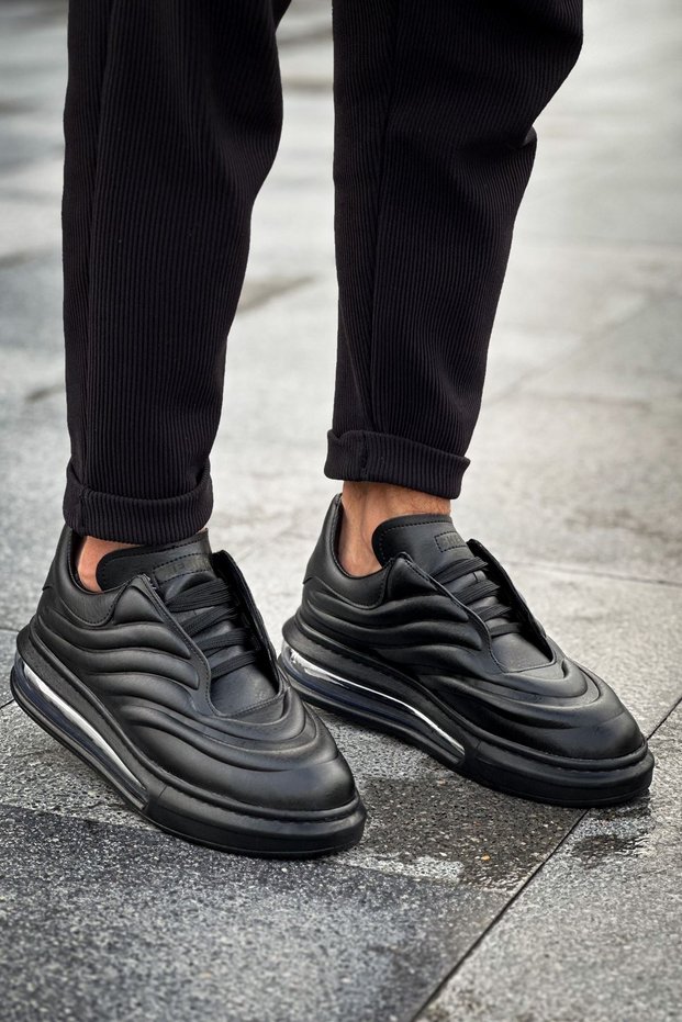 Yg299 Sollıevos Men's Casual Lace-Up Leather Sports Sneaker Shoes Cst - Black