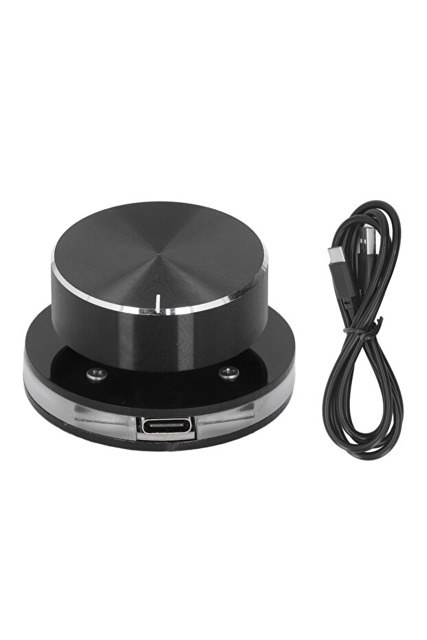 مقبض تحكم أسود بمستوى صوت USB، قابل للدوران 360 درجة، تحكم احترافي بمستوى صوت USB، تحكم متعدد الوسائط