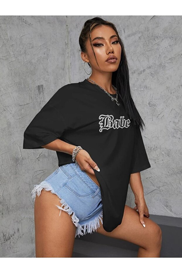 Femei Babe Printed Oversize - 1