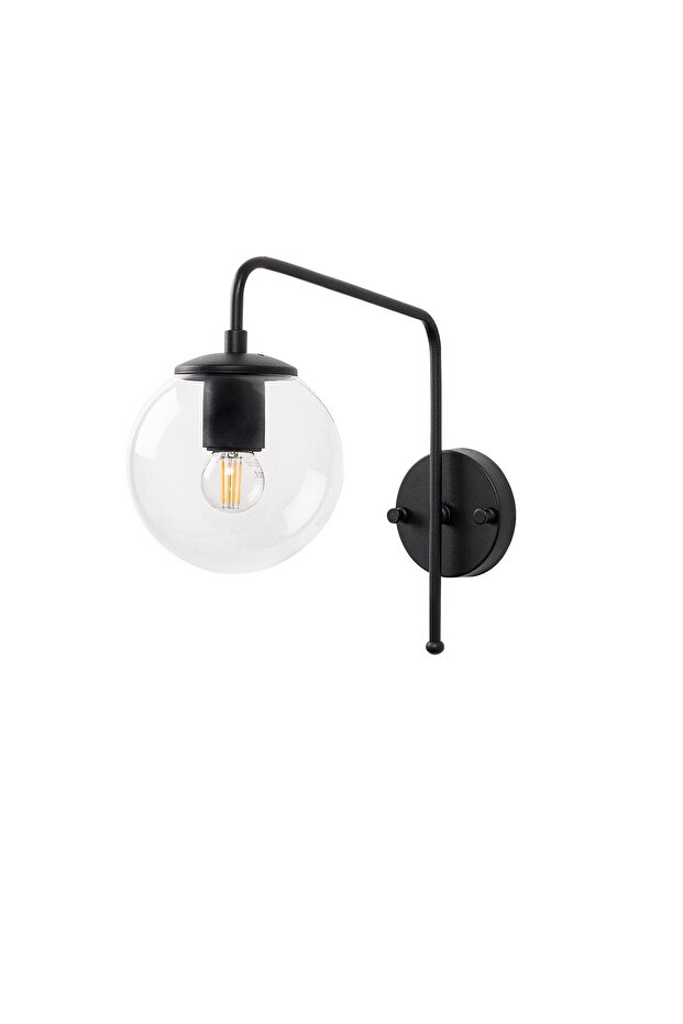 Black Sconce Wall Lamp with Fuzz E14 Compatible 15X32X32 cm Bedroom Lighting