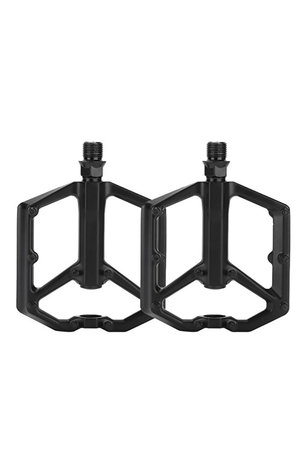 Black 1Pair Bicycle Aluminum Pedals Road and Mountain Bikes Flat Pedals Bearing Durable Lightweight