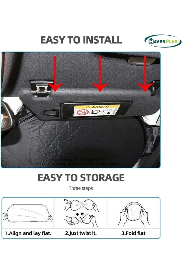 مظلة شمسية قابلة للطي للزجاج الأمامي - 2