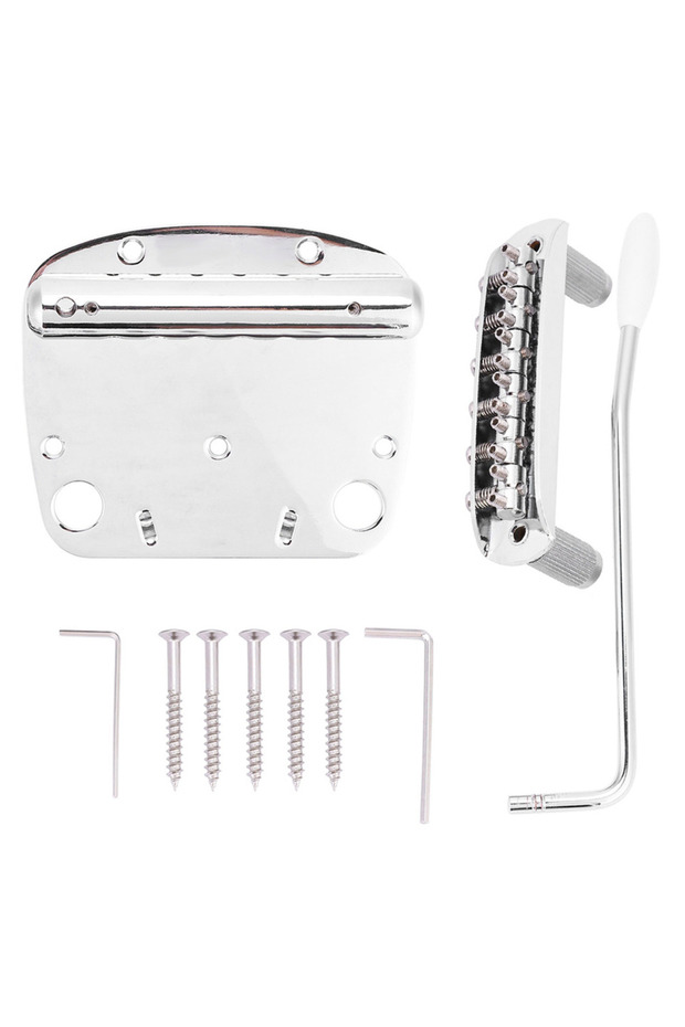 A Guitar Tailpiece Bridge Set Tailpiece Bridge Set Tremolo Vibrato Tailpiece Bridge Set for Mustang.