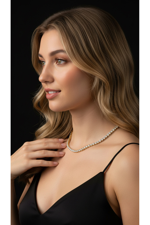 Waterway Zircon Stone Gold Necklace