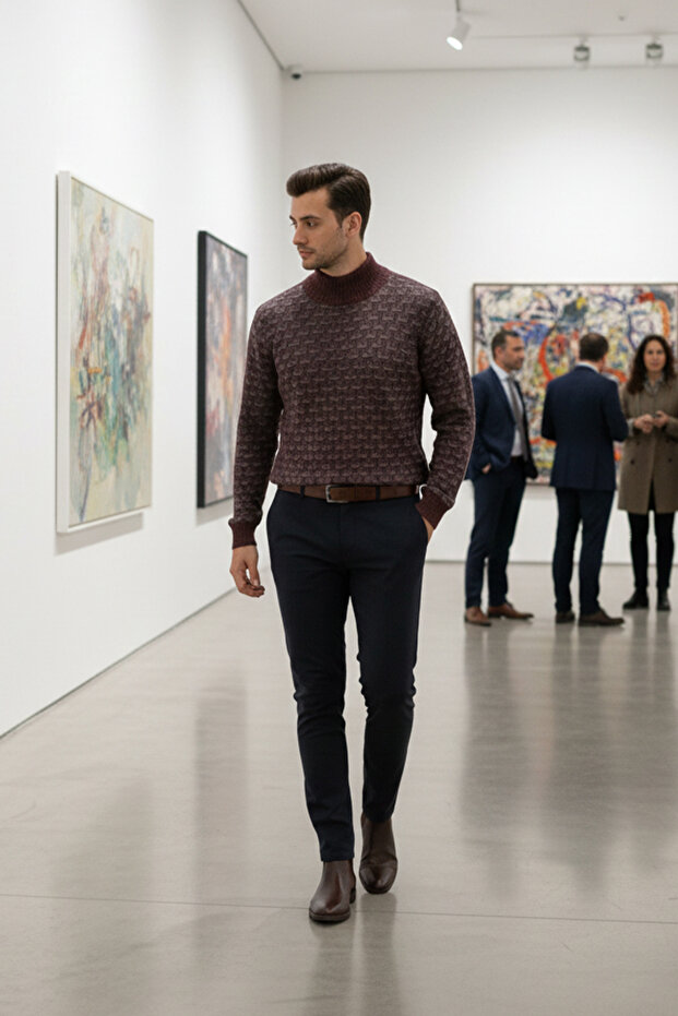 سترة رجالية بنمط ياقة الصياد نصف دائرية - 3