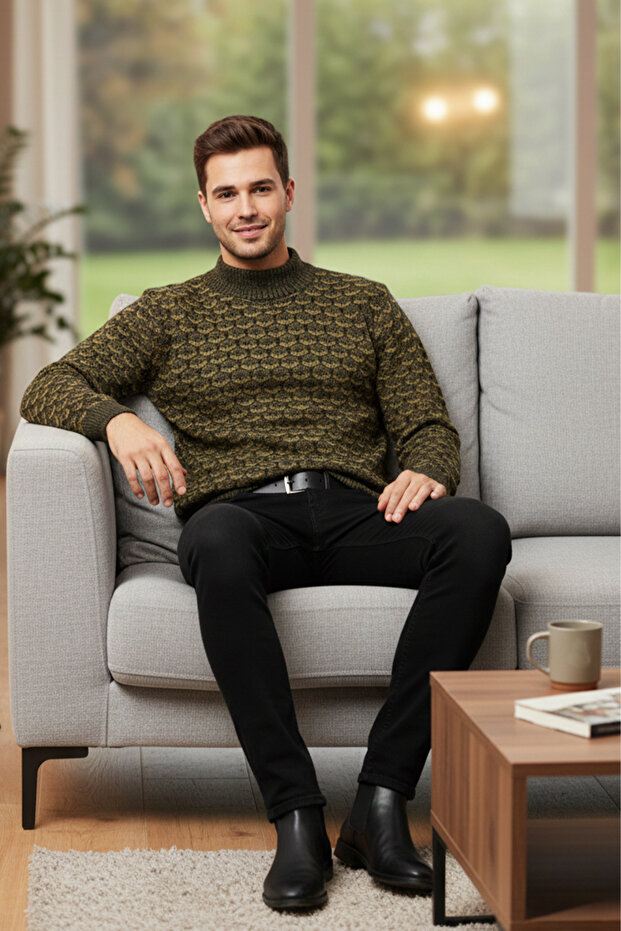 سترة رجالية بنمط ياقة الصياد نصف دائرية - 3