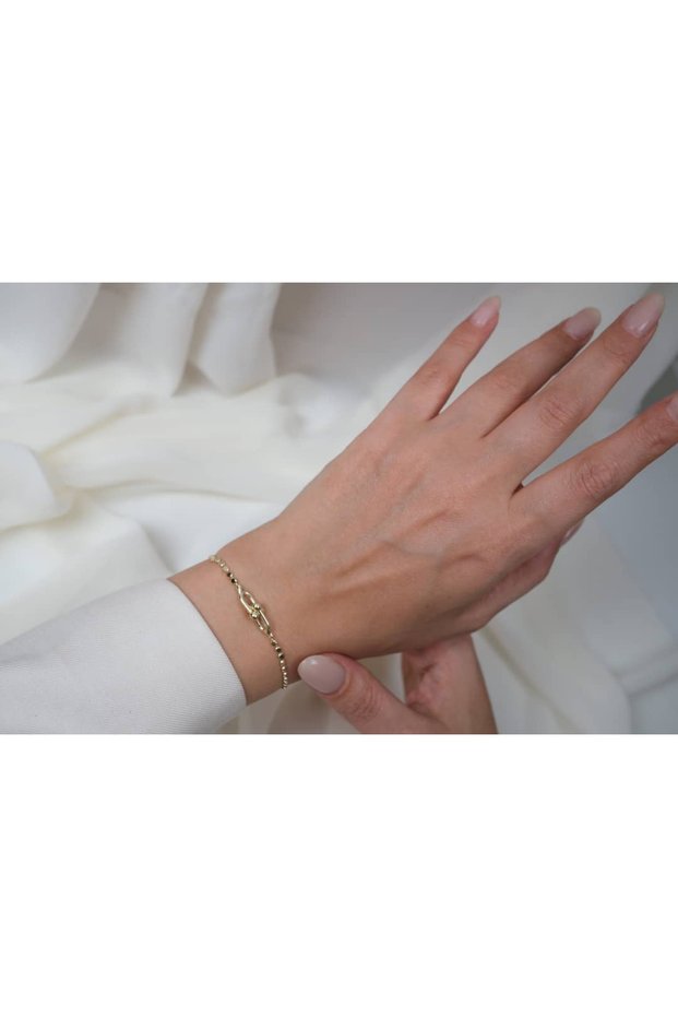 Blk206 Gold Minimalist Connected Detail Bracelet (18 cm)