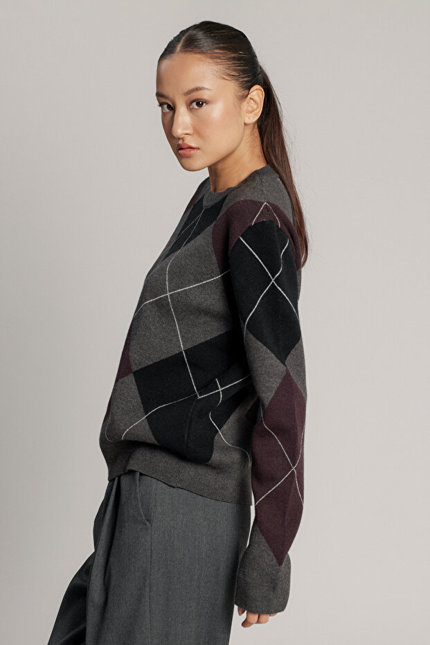 سترة تريكو منقوشة باللون البقلاوي - 3