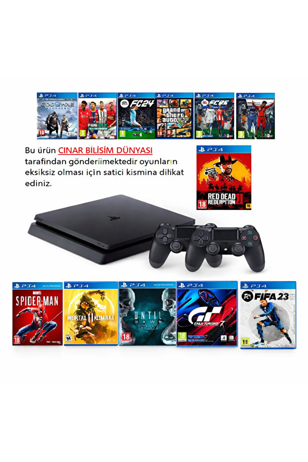 Çınar Bilişim Dünyası Ps4 1 Tb Slim Kasa 13 Oyunlu Favori Oyunlarla Ürün 2 Adet V2 Kol 1 TB