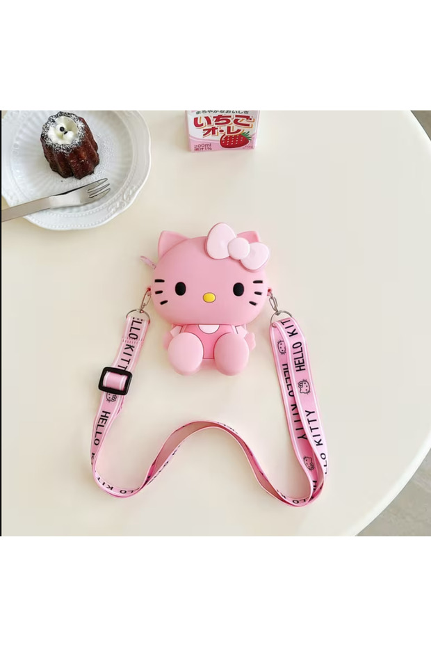 Adjustable Strap Erasable Silicone Hello Kitty Girl's Shoulder Crossbody Bag Small 13.6 cm