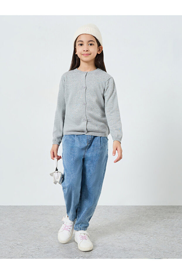 Girls Grey Knit Cardigan
