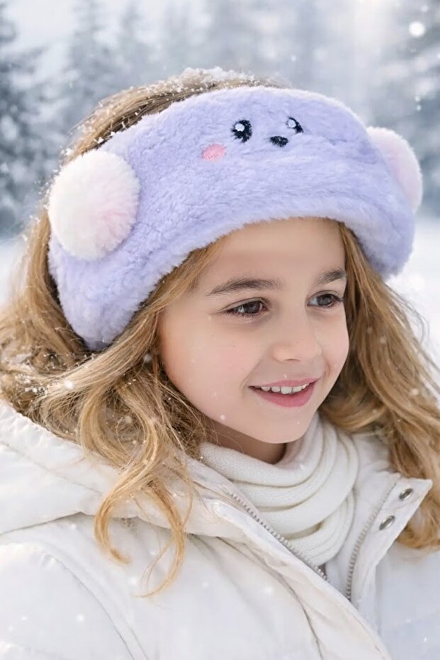 Purple Color Teddy Bear Plush Headphones