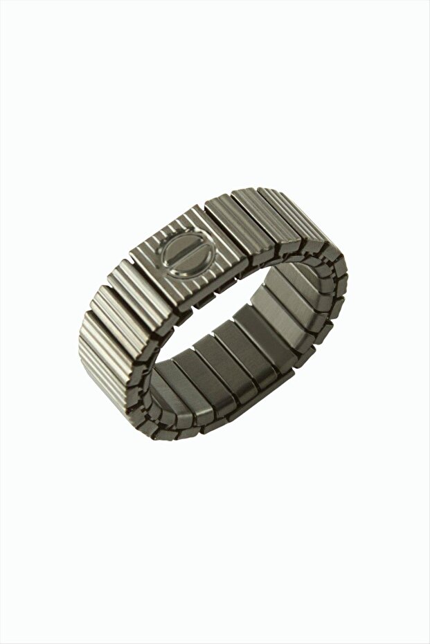 خاتم رجالي من الفولاذ بتصميم زنبركي - 1