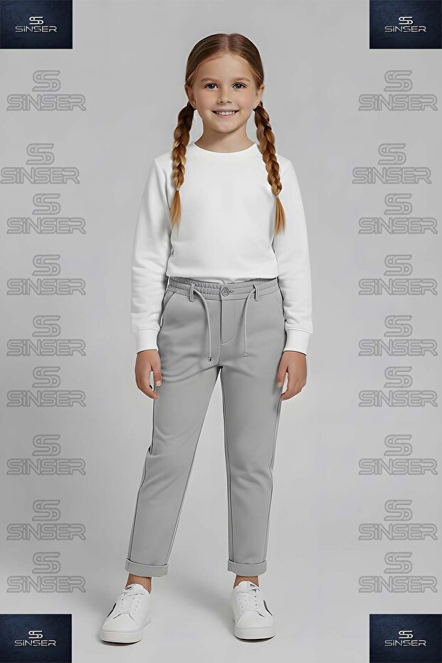 Girls' Pants with Elastic Waist and Lycra Cuffs