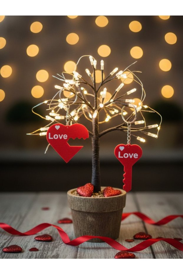 Special Couple Keychain Set with Heart and Key Figures, 2-Piece Lover Keychain