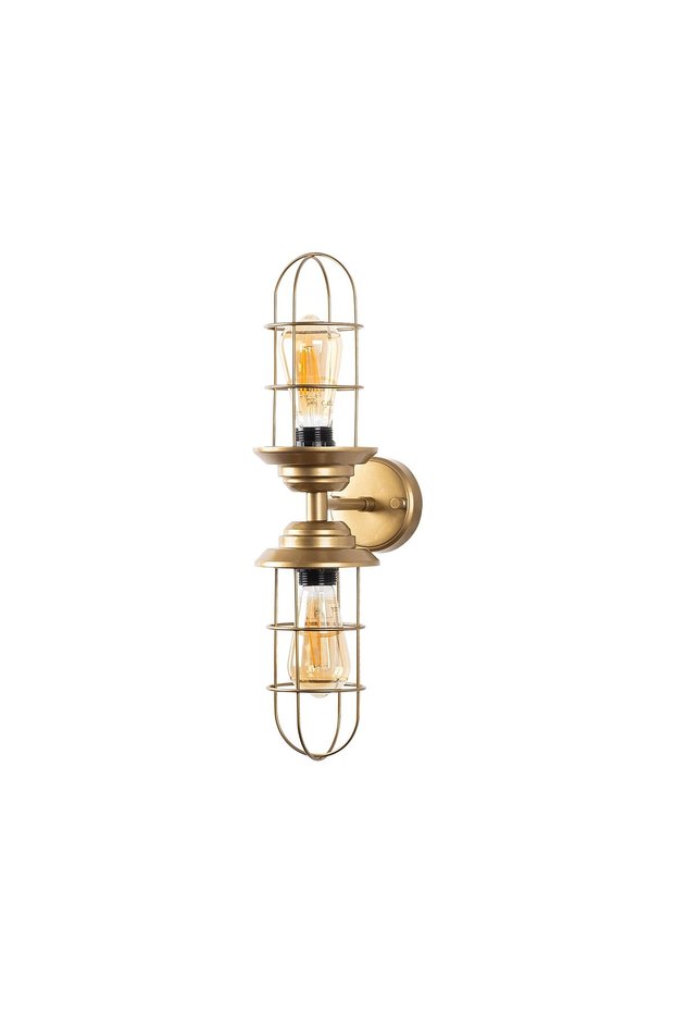 Stylish Metal Body Wire 2-Piece Sconce in Shiny Gold, E27 Compatible for Living Room and Entrance