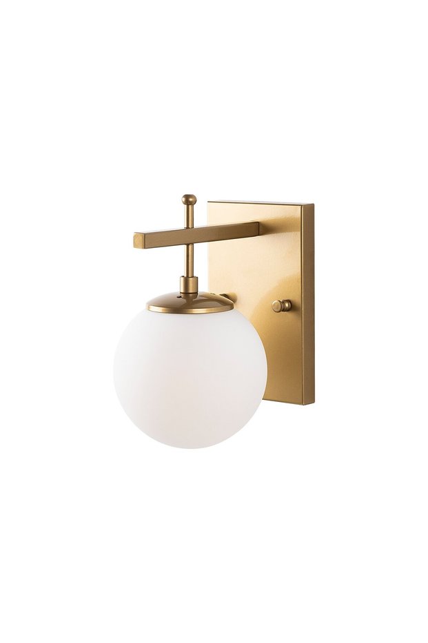 Shiny Gold Glass Sconce Wall Lamp E14 15X15X20 cm Living Room and Hall Lighting