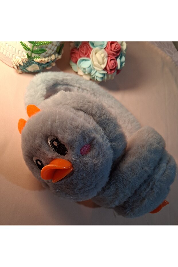 Gray Plush Headphones with Duck Figure