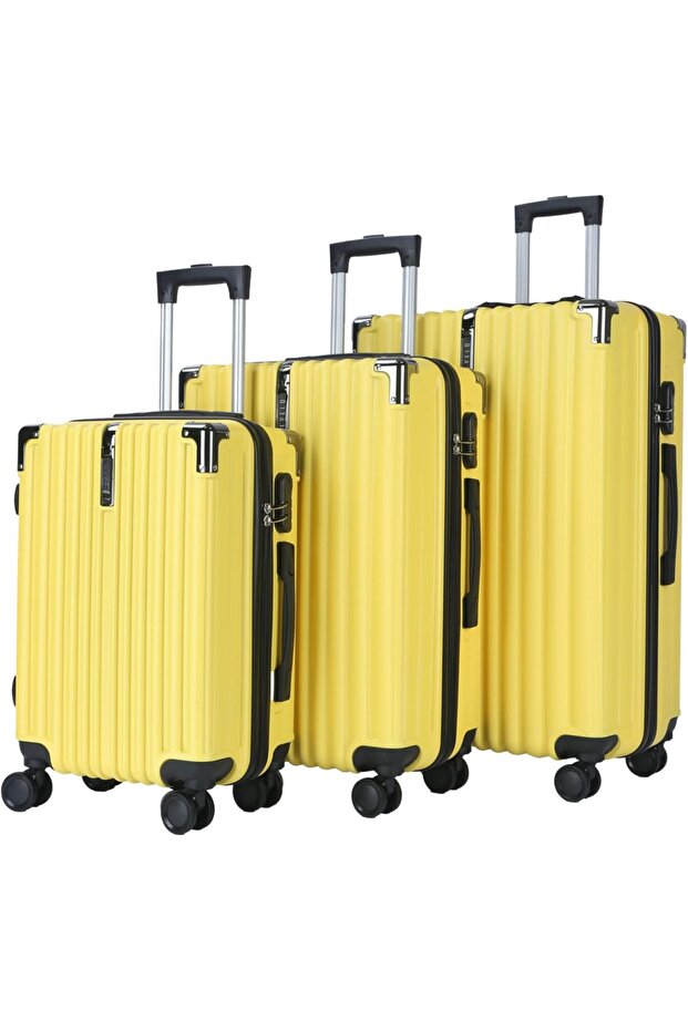 ABS 3-Piece Luggage Set with Smooth-Rolling Wheels and Telescopic Handles