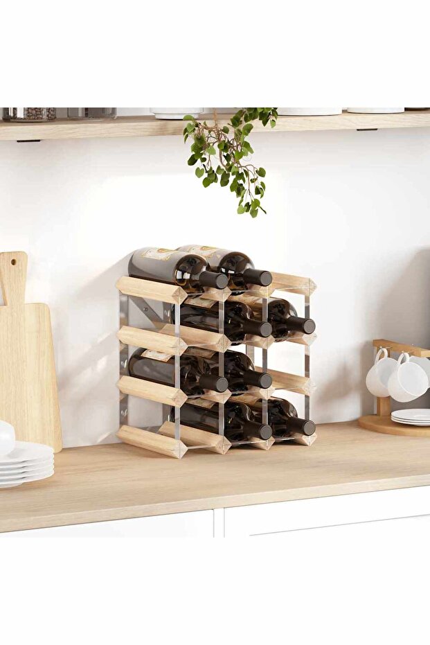 Wine Rack for 12 Bottles Solid Pinewood - 1