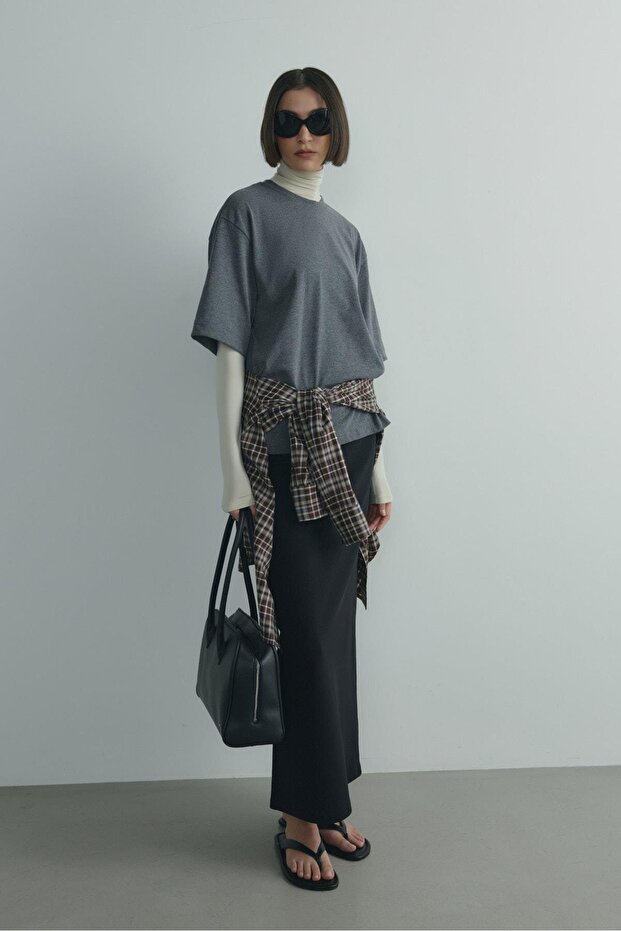 Antrasit Nox Oversize Tişört - 8