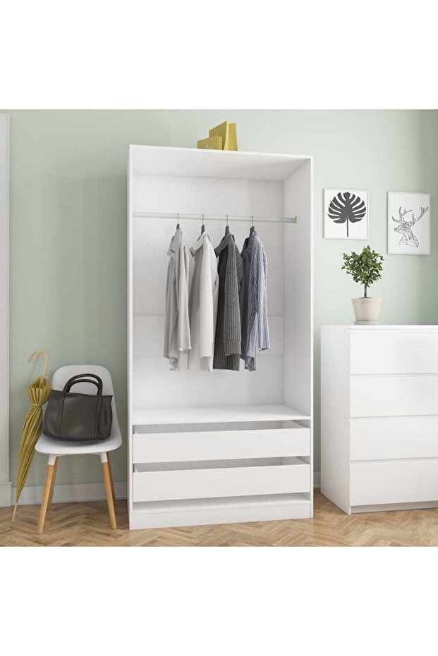 Wardrobe White 100x50x200 cm Engineered Wood