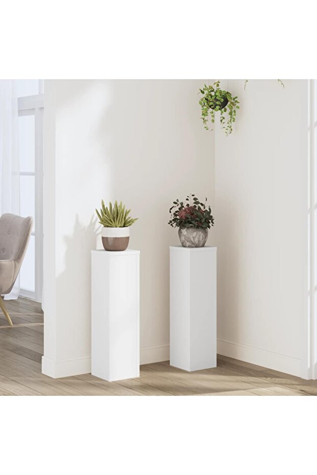 Plant Stand 2pcs White 17x17x60 cm Engineered Wood