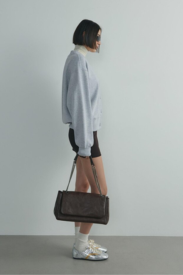 Gri Kenny Basic Hırka - 5