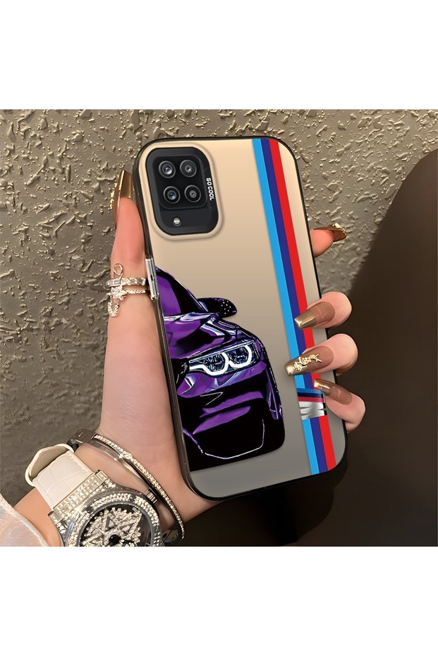 Samsung Galaxy A12/M12 Compatible Silicone Edge Hard Back Anti-Fall Phone Case Bmw Patterned