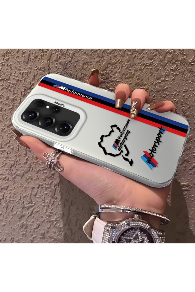 Silicone Edge Hard Back Slim Phone Case Compatible with Samsung Galaxy S25 Ultra Bmw Pattern